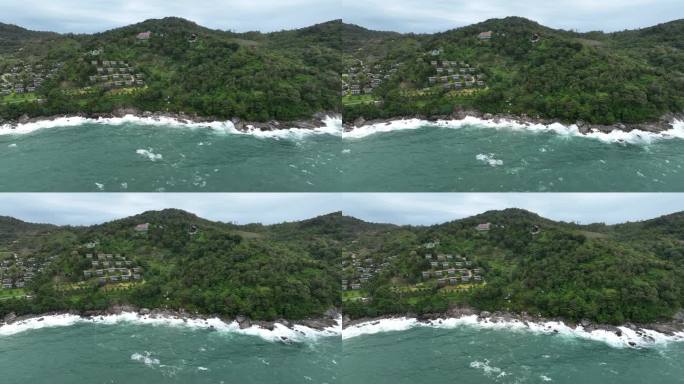 航拍东南亚泰国普吉岛海岸线热带雨林风光