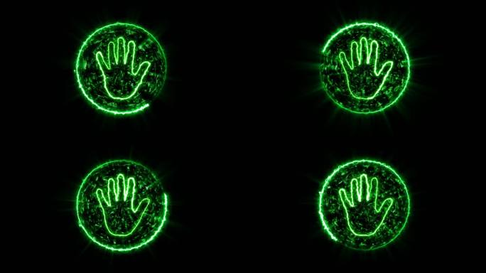 4K绿色左手掌印闪电能量启动球通道-循环