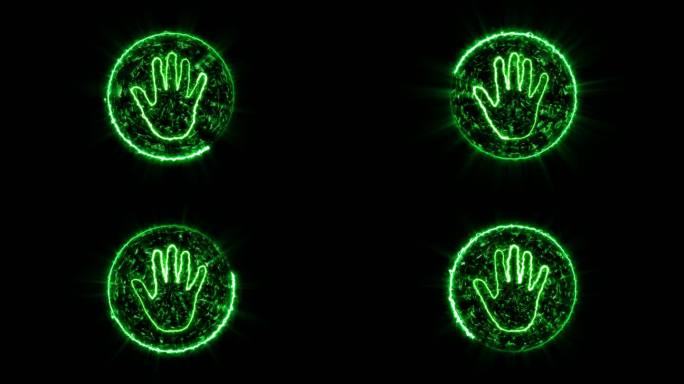 4K绿色手掌印闪电能量启动球通道-循环
