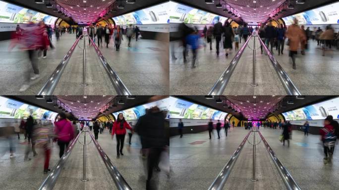 4K 上海 徐家汇地铁站人流 延时视频