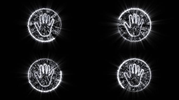 4K银白色色手掌印闪电能量启动球通道循环