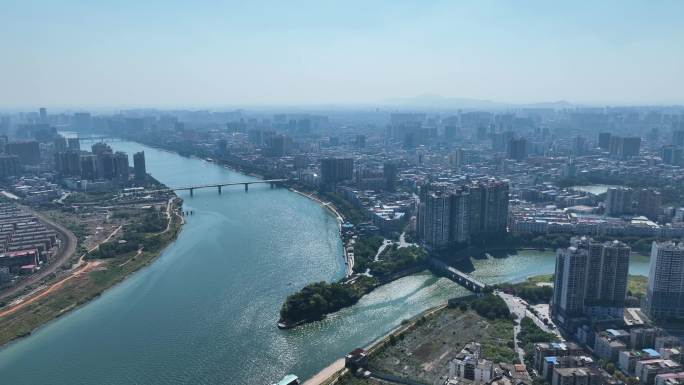 4K航拍衡阳市湘江河畔风景3