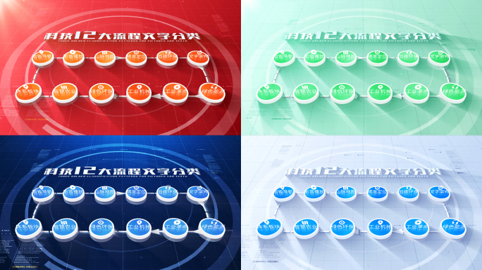 【12分类】五款箭头闭环十二文字流程