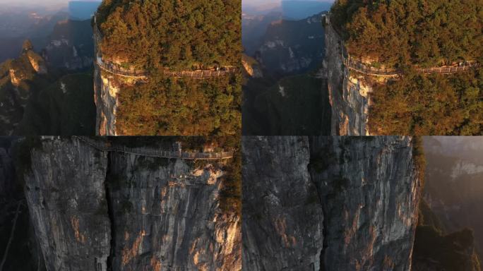 天门山 栈道  峰墙 日照金山