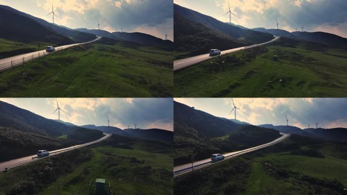 4K山中公路追车航拍