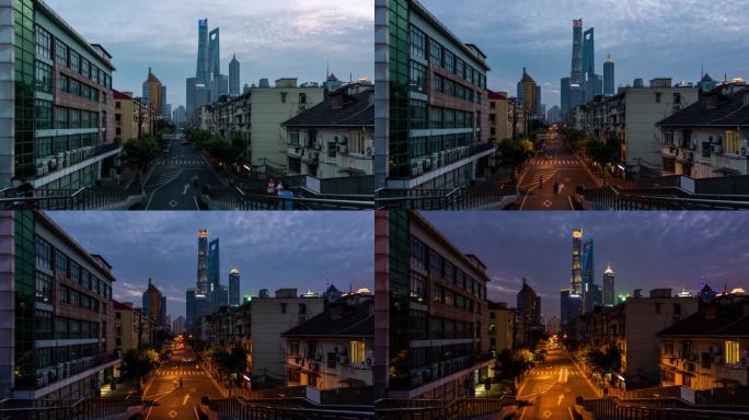 4K 上海陆家嘴 道路 夜景 延时视频