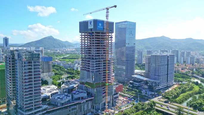 海南三亚吉阳区自贸港城市经济金融航拍建筑