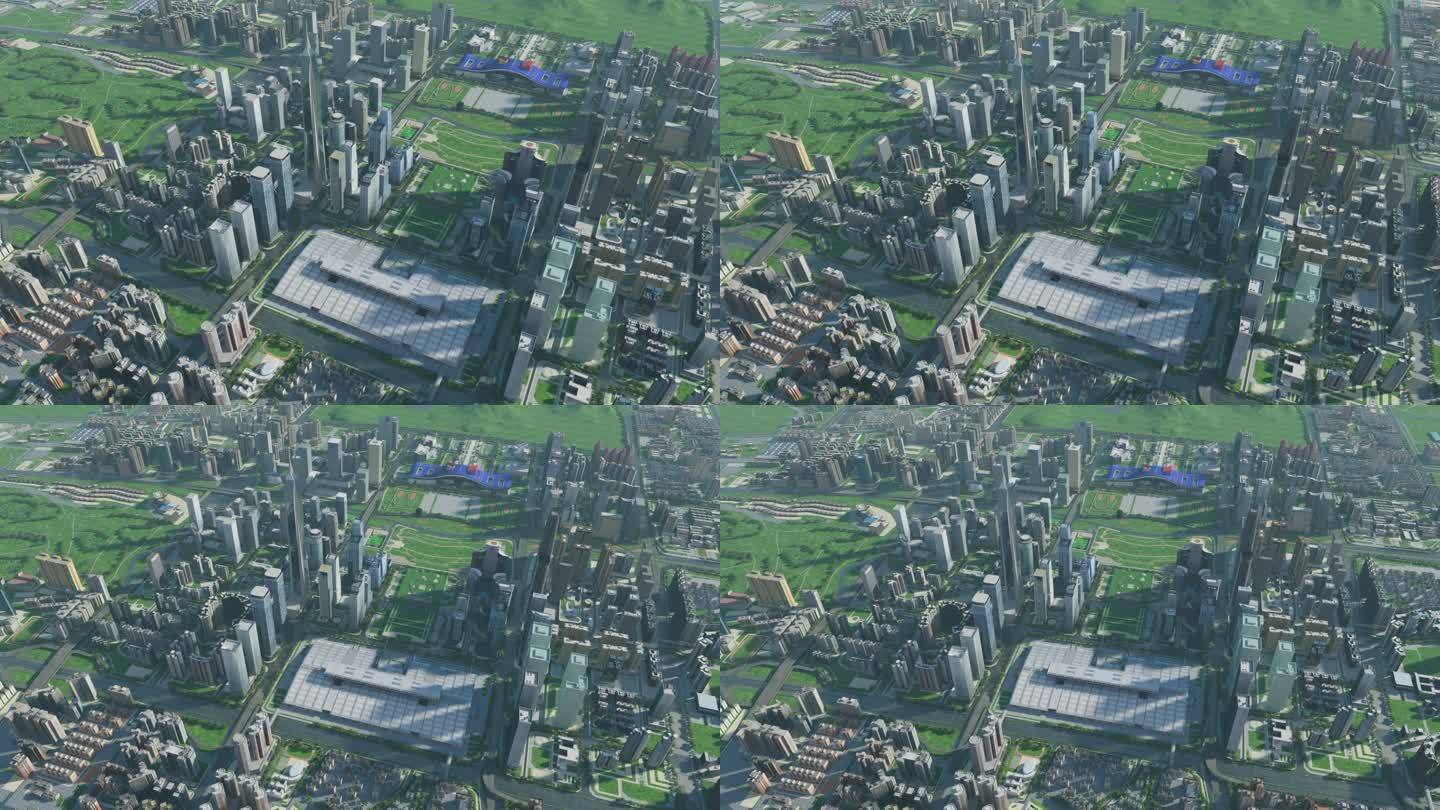 城市鸟瞰C4D模型