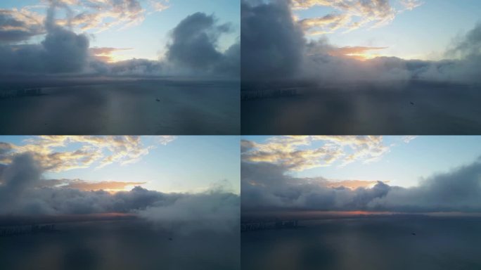 海口海景云海云层穿梭落日延时风光视频