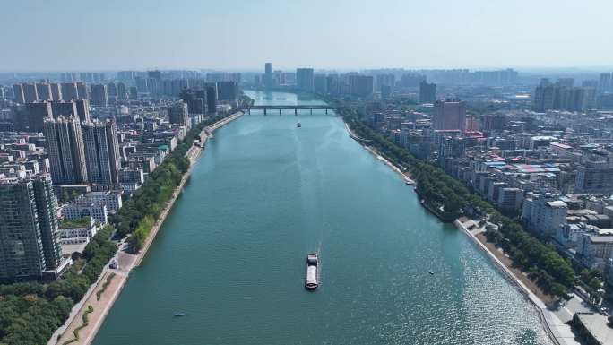 4K航拍衡阳市湘江河畔风景2