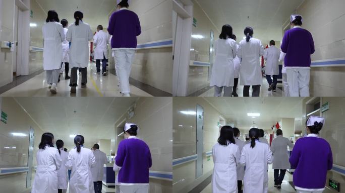医生背影 一群医生走在走廊里医生救死扶伤