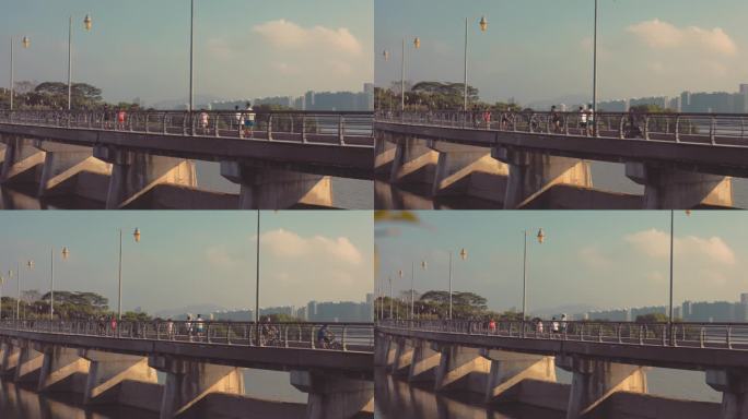 深圳湾跑步的人群