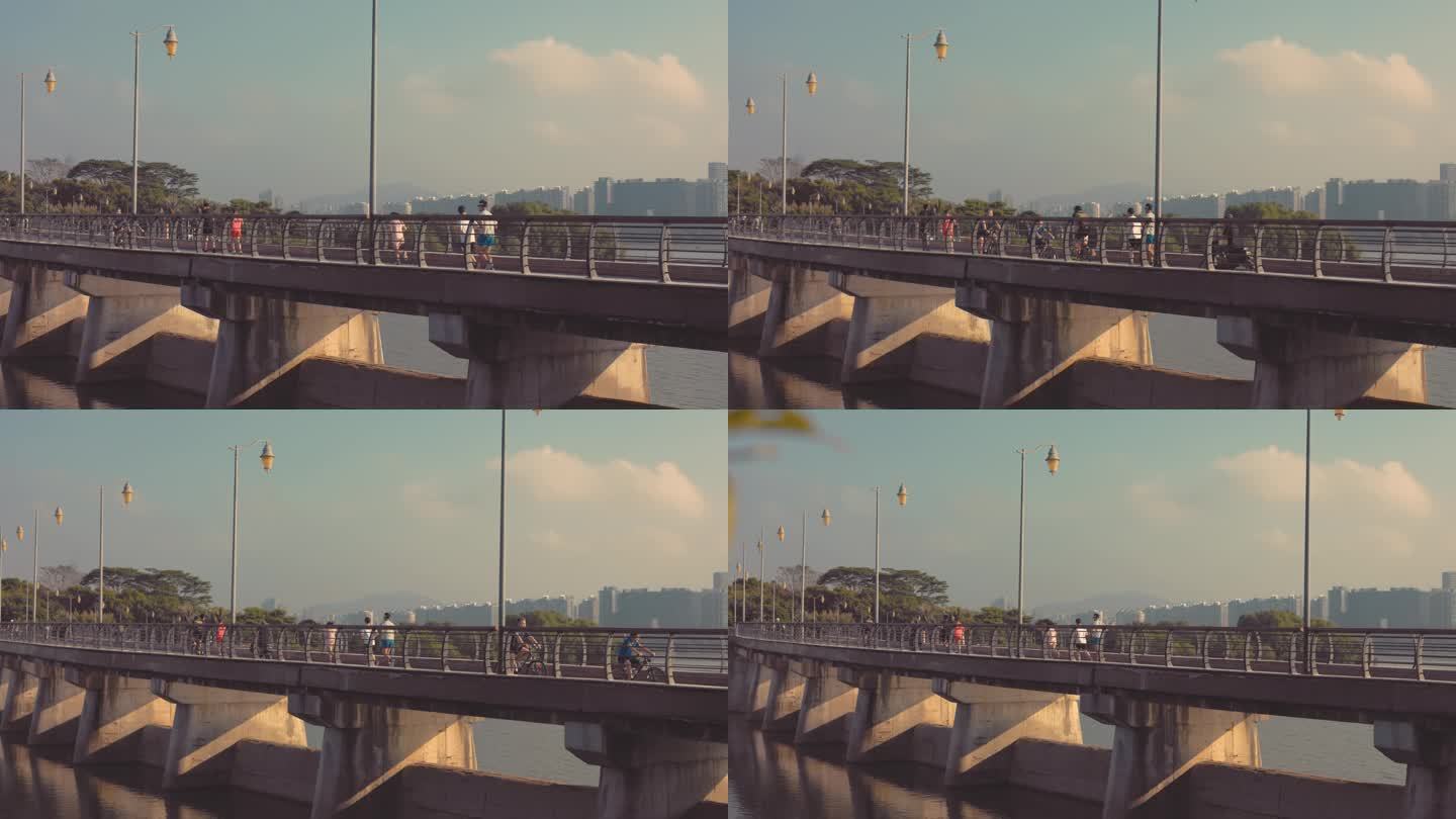 深圳湾跑步的人群