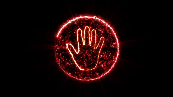 4K红色手掌印闪电能量启动球通道-循环
