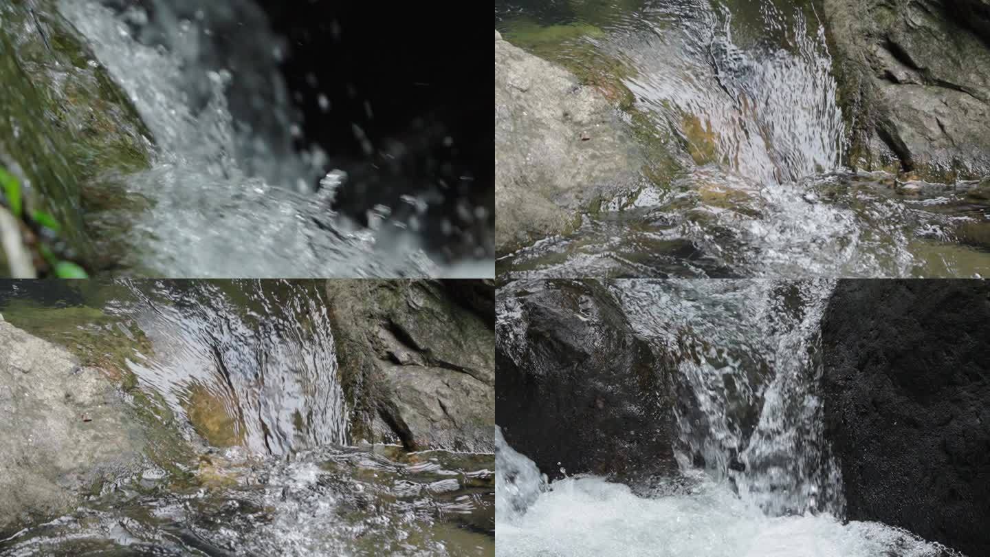 小溪小瀑布石头缝流水升格