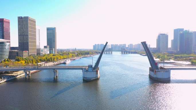 海河开启桥 天津滨海新区桥梁 天津海河