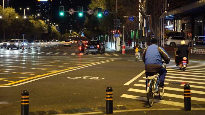 城市夜景车流  车流航拍