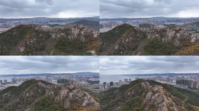 航拍威海市环翠区戚家庄猴子山秋季风景