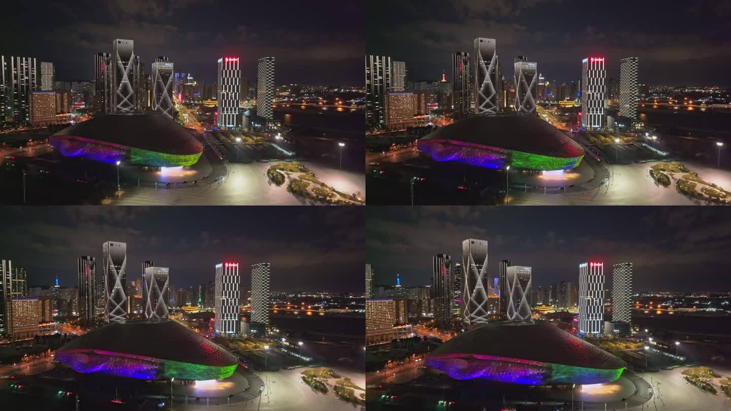 大连东港商务区夜景航拍