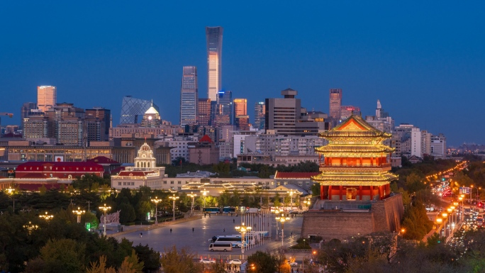 北京正阳门中国尊前门亮灯夜景