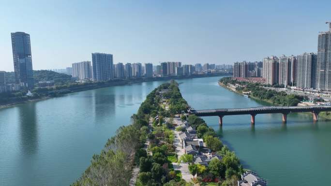 4K航拍衡阳湘江流域东洲岛船山书院13