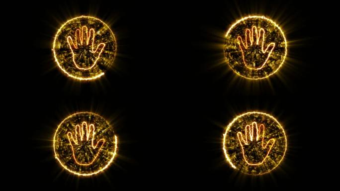 4K金色左手掌印闪电能量启动球通道-循环