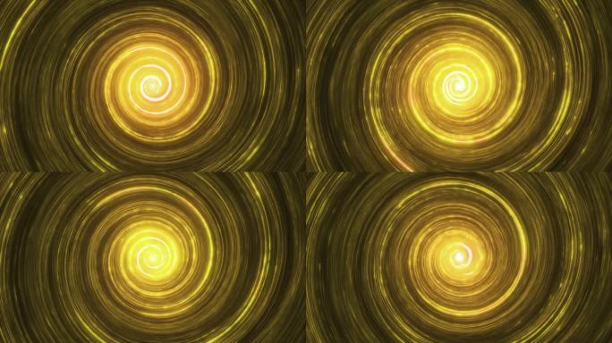 黄色抽象螺旋光线循环
