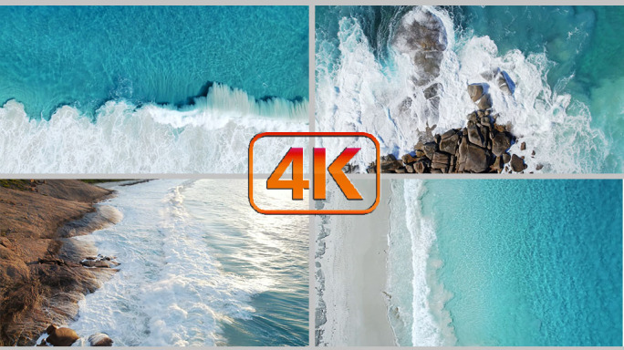 清新海浪沙滩白色浪花