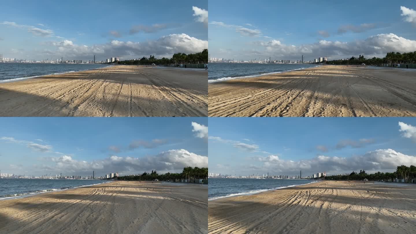 沿海城市沙滩航拍4k视频