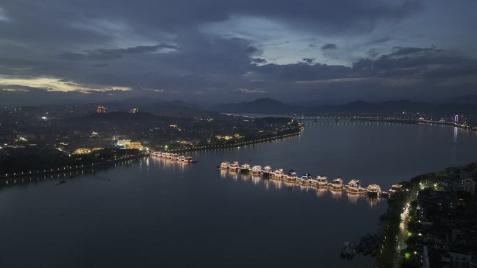 4K航拍潮州广济桥大气夜景