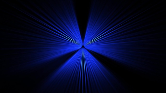 摘要环形蓝色发光与光束径向发光VJ环形光从中心背景发射。4K 3D分形无缝循环无限复杂的发光径向光条