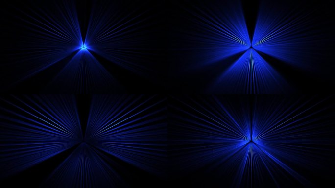 摘要环形蓝色发光与光束径向发光VJ环形光从中心背景发射。4K 3D分形无缝循环无限复杂的发光径向光条