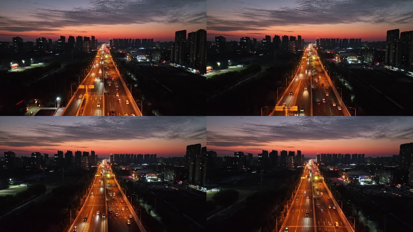 徐州环球港城东大道快速路高架立交桥夜景