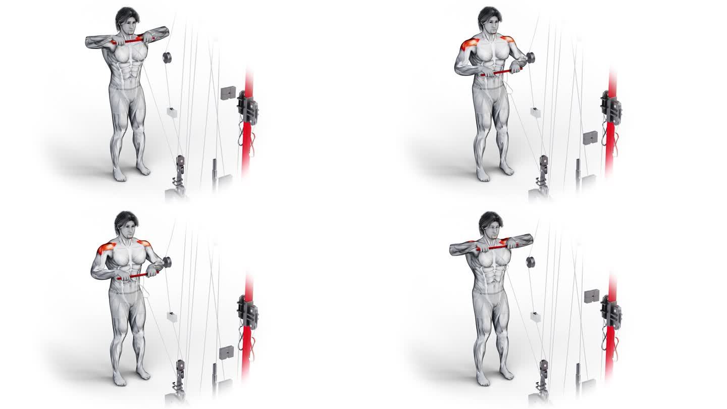 一个人做肩部运动的3d渲染动画