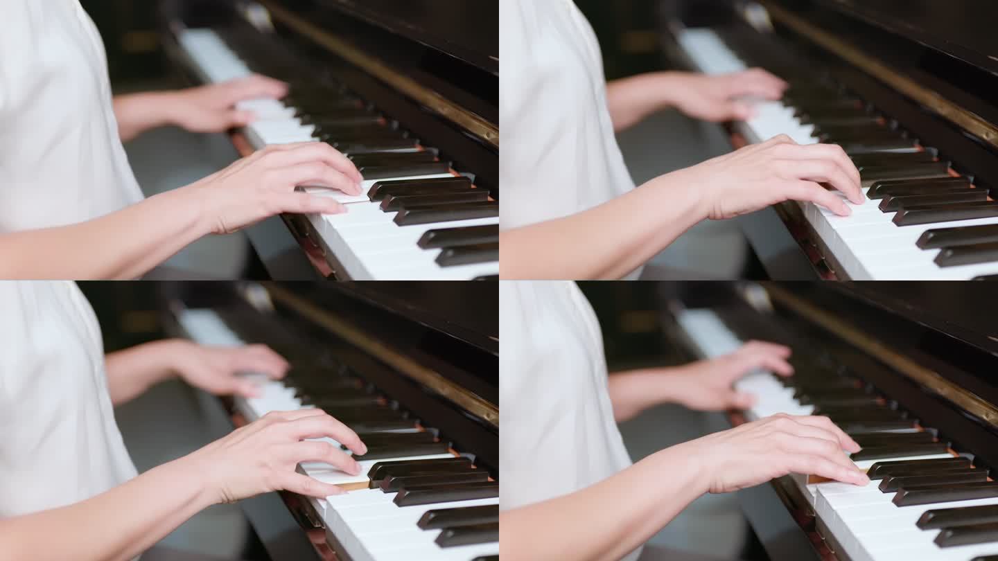 女人的手在弹钢琴演奏弹琴教育