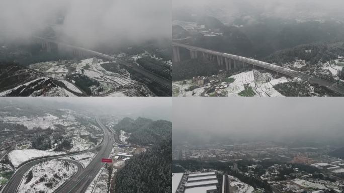 下雪天的高速公路 高速公路