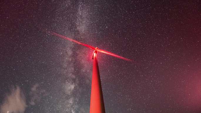 4K 安徽 牛草山 星空 风车 延时视频