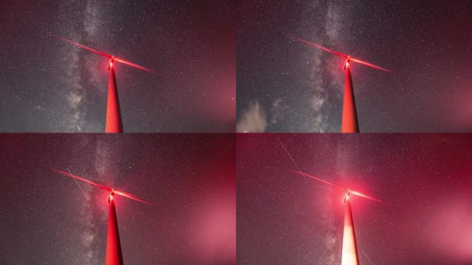 4K 安徽 牛草山 星空 风车 延时视频