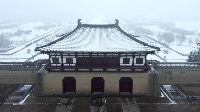 4K | 航拍隋唐洛阳城定鼎门天街雪景