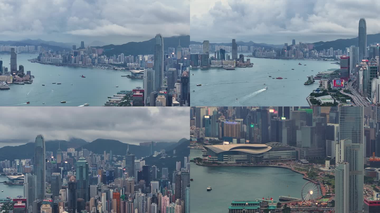 香港维多利亚港航拍全景