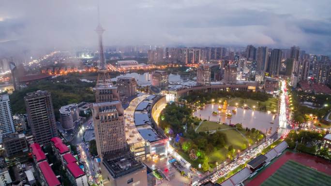 株洲夜景航拍延时 株洲夜景