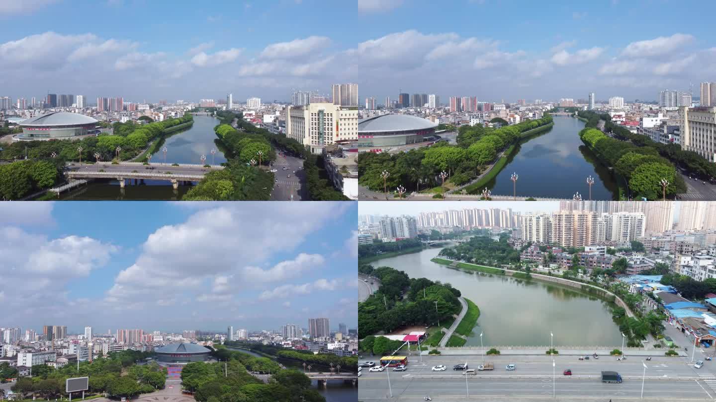 【4K精品】航拍广西玉林城市地标江景风光