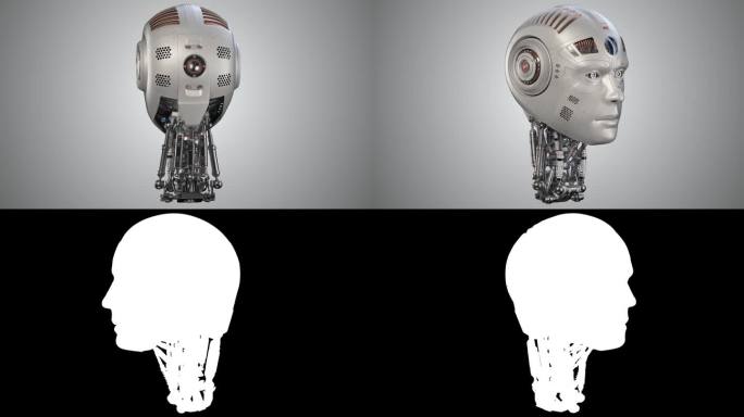 机器人头部旋转动态动画科技感科幻人头