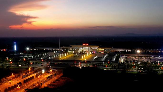 鹰潭北站夜景航拍延时