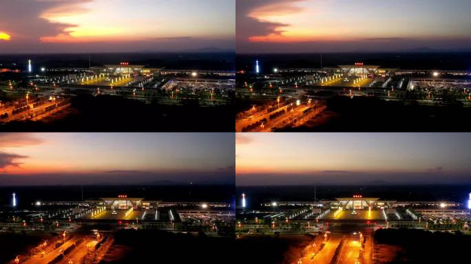 鹰潭北站夜景航拍延时