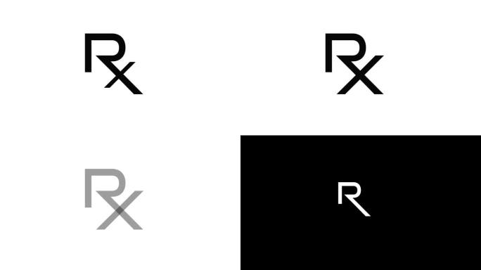 首字母rx, xr标志设计与黑白背景动画片段剪辑