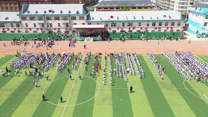 学校 运动会 航拍 校园 学生