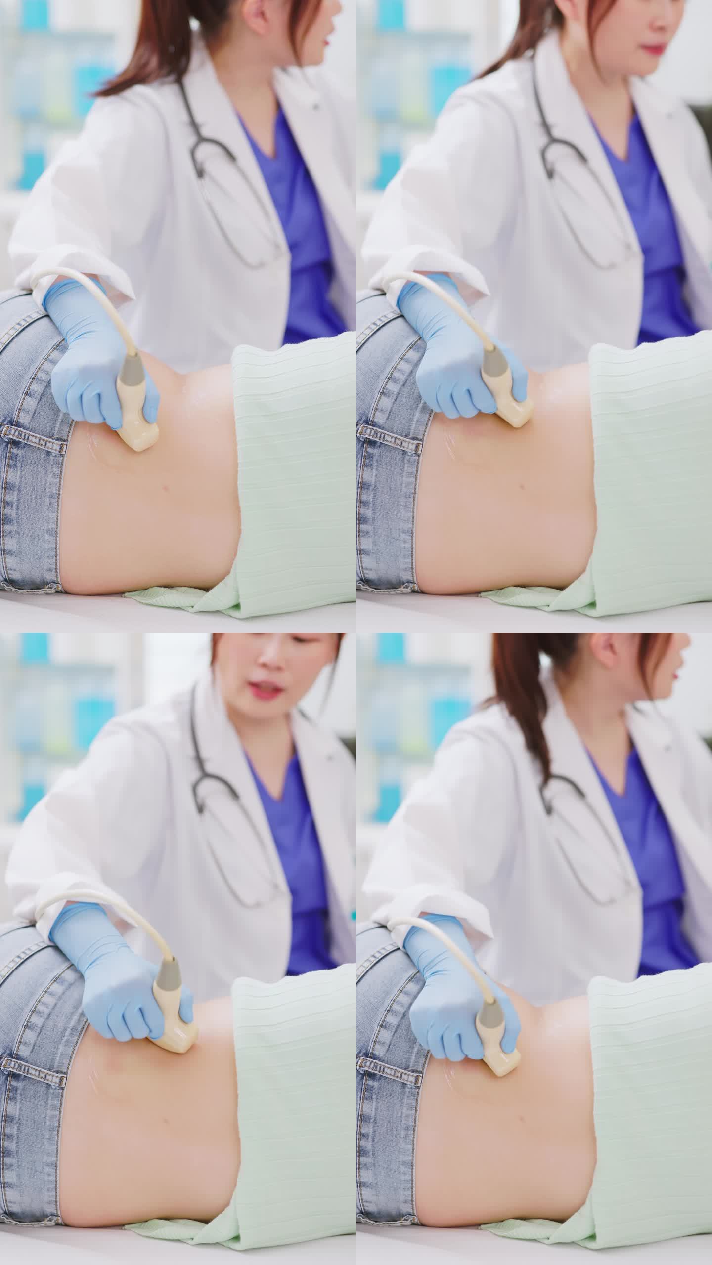 女性肾脏超声检查竖版竖屏竖拍查体视频素材