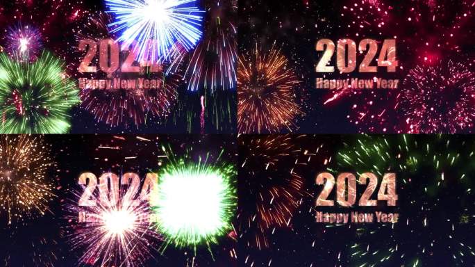2024年新年烟花秀手机屏幕喜庆小年