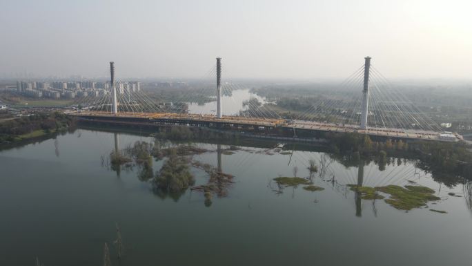 西安沣河沣邑大桥在建建设中大桥12